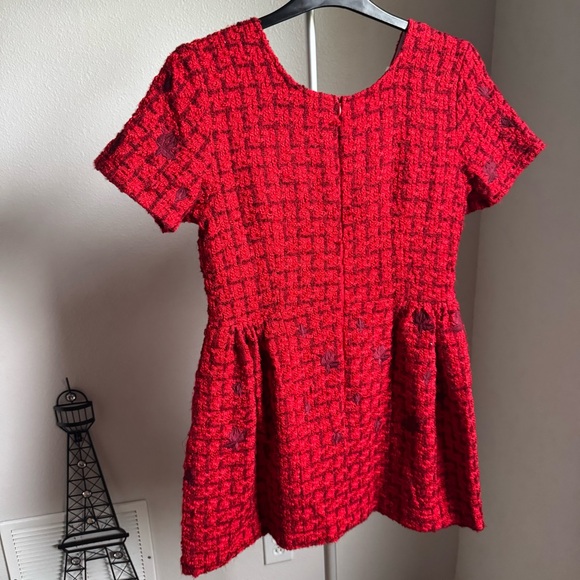 NWT Fanm Mon Samantha Tweed Embroidered Scoop Neck Cap Sleeve A-line Mini Dress - Picture 8 of 9